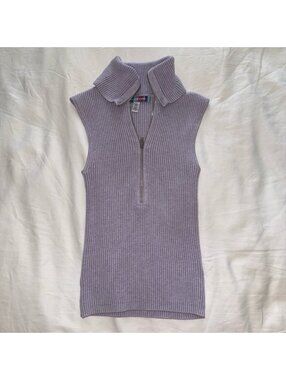 Urban Outfitters Talia Purple Knit Zip Tank Top XS